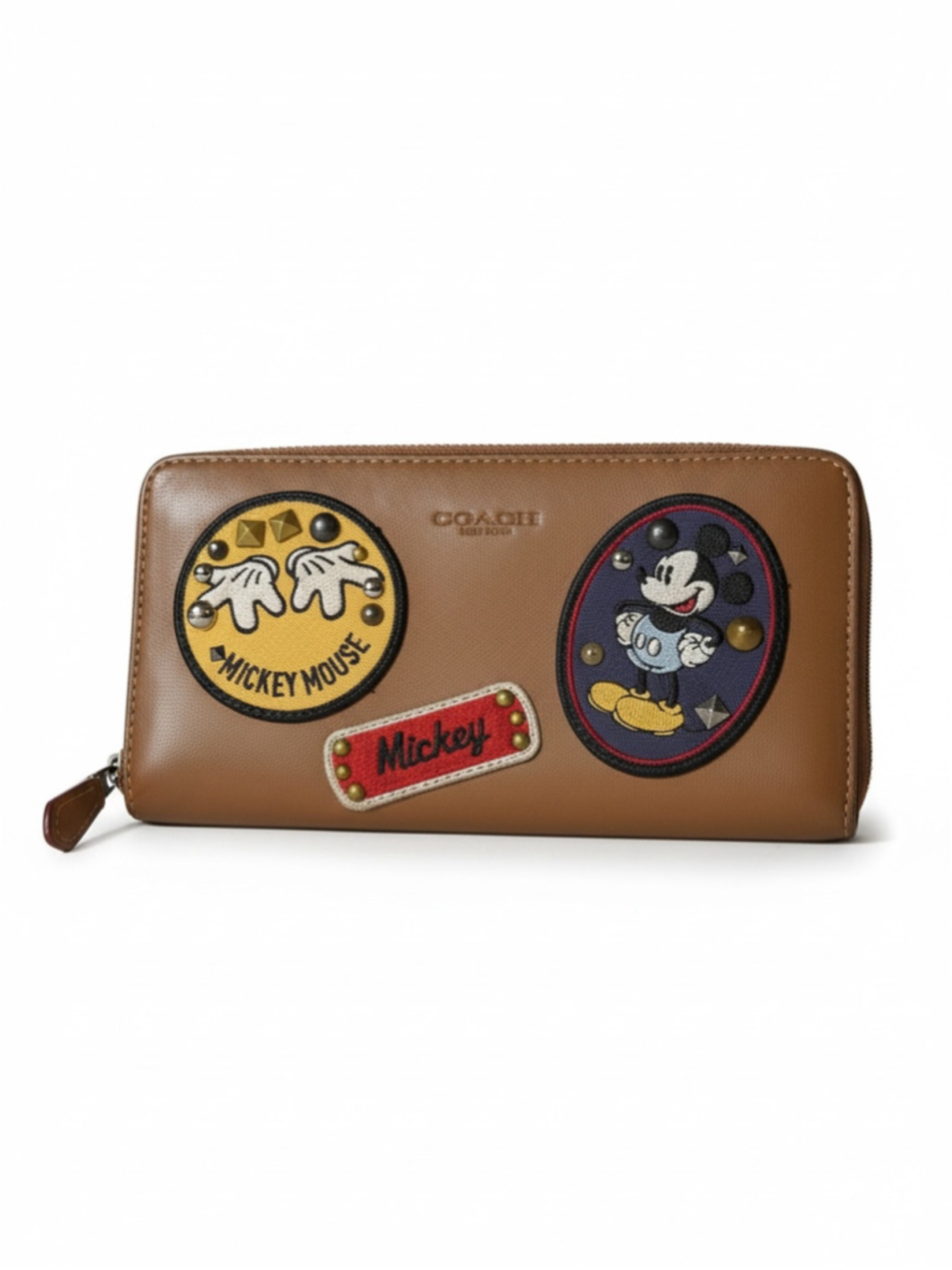Coach x Disney Mickey Mouse Patch Brown Leather Wallet